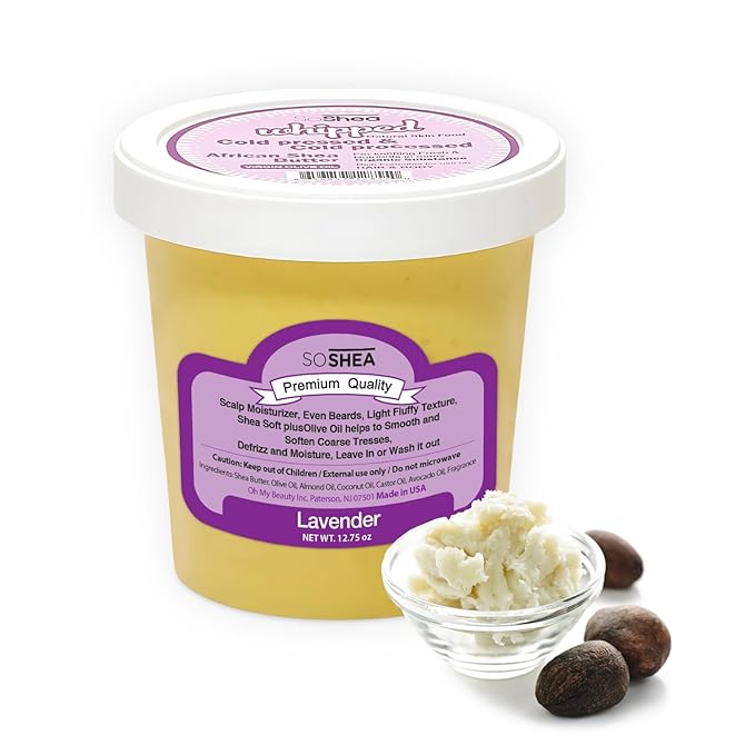 Whipped Shea Butter Lavender – 100% Pure Unrefined Raw African Shea Butter | Cold-Pressed & Cold-Processed | Rich Natural Moisturizer for Dry, Sensitive Skin & Conditions Hair | No Parabens | 11.5 oz
