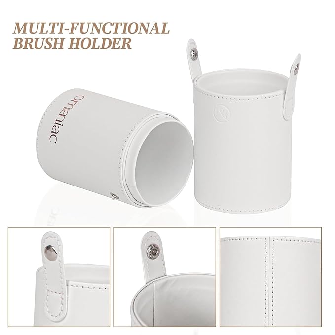 OMANIAC 20Pcs Makeup Brush Set Professional - Premium Synthetic Foundation Eyeshadow Blending Face Powder Brushes with Travel Case - Cruelty-Free Beauty Gift Kit for Beginners & Women (White)