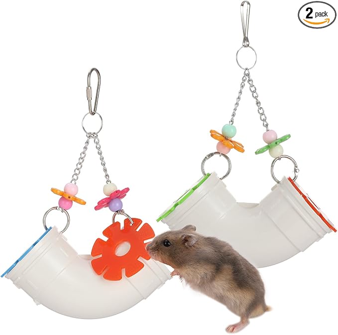 2pcs Rat Enrichment Foraging Toys Interactive Hide Treats Dispenser with Wide Opening Hanging Slow Feeder Cage Accessories for Mice Guinea Pigs Hamsters