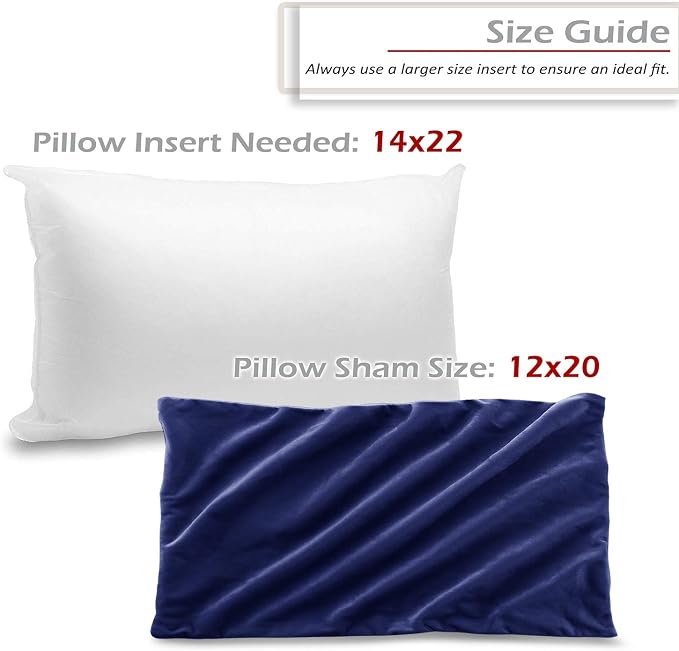 Throw Pillow Inserts Pack of 2 with Velvet Soft Solid Decorative Square Throw Pillow Covers Set for Sofa Couch Car Bedroom, 12X20 Throw Pillows Inserts with 12x18 Washable Cushion Covers, Royal Blue