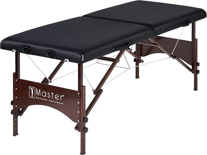 Master Massage 28" Argo Portable Massage Table with Extra Music Master Crescent Round High Fidelity Sound Face Cradle Cushionin - Black