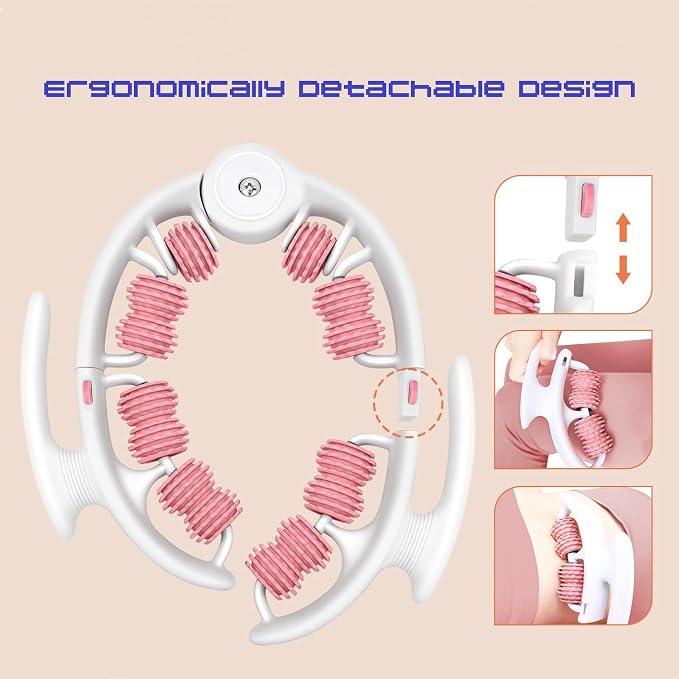 CAILENIFDC Anti Cellulite Massager Roller Lymphatic Drainage Tool Pink | Deep Tissue Pain Relief,Detachable into three small massagers for Thigh, Leg, Waist,Back