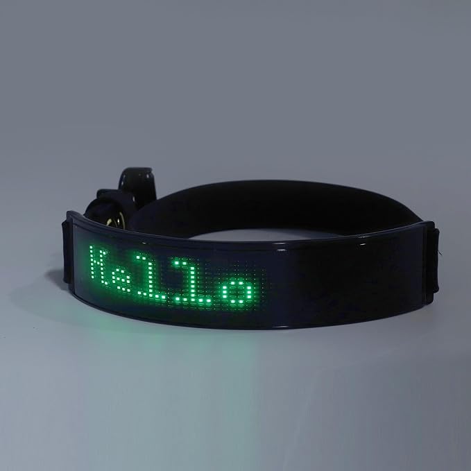 LED Dog Collar, Programmable DIY LED Collar Rechargeable for Dog Walking, Glowing Night Pet Necklace with DIY Screen & Adjustable Belts for Small Medium and Large Dogs (Green
