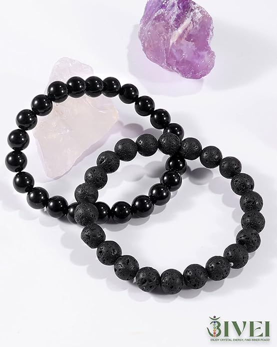 Bivei Natural Gemstone Semi Precious Healing Crystals Handmade Stretchy Round Beads Bracelet,Stocking Stuffers for Women Enhance Positive Energy