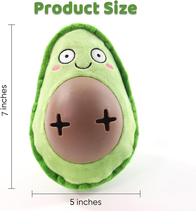Avocado Dog Squeaky Treat Dispensing Toy, 7" Plush Chew Toy