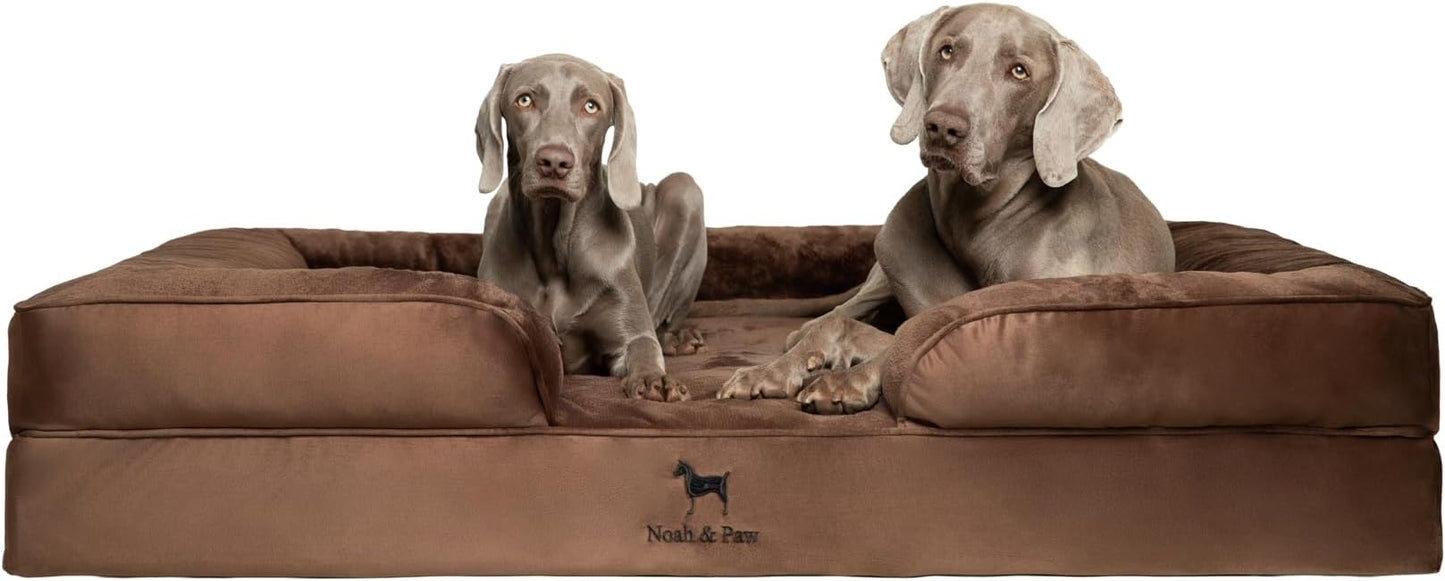 NOAH & PAW Giant Dog Bed XXL, 55x45x11 Inch, Orthopedic Dog Beds, Eggshell Memory Foam Infused with Cooling Gel, Inner Cover, Water Resistant, Machine Washable (Velvet Sofa Collection)