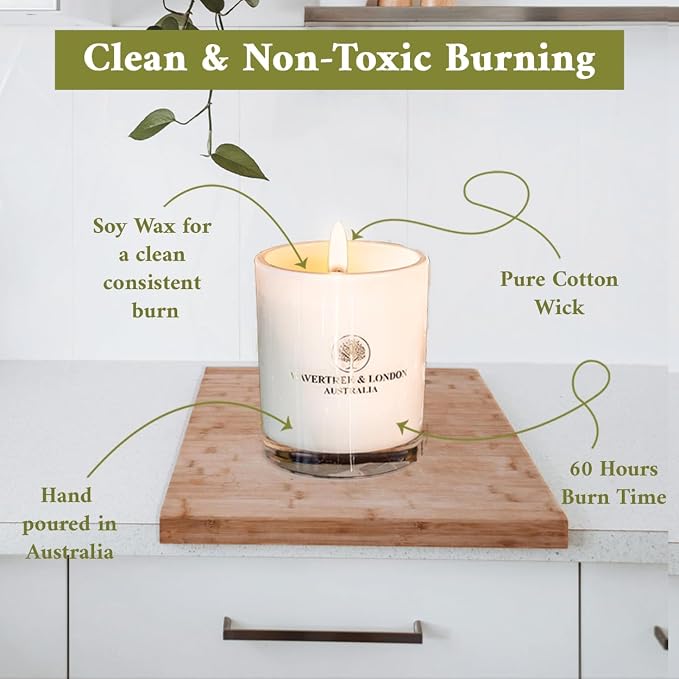 Wavertree & London Organic French Pear Scent Soy Wax Candle | Non Toxic 100% Cotton Wick Triple Scented Pure Natural Soy Wax Candles, Hand Poured in Australia | 60 Hours Burning Time, 11.66 Oz