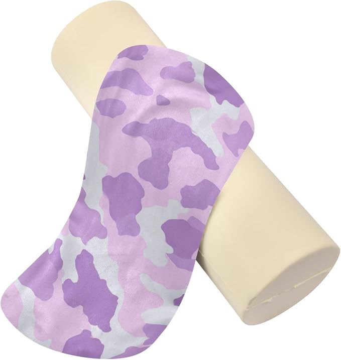 Purple Cow Print Neck Roll Pillow Bolster Round Health Memory Foam Long Cervical Cylinder Pillows with Removable Washable Cover for Body Bed Legs Back Yoga