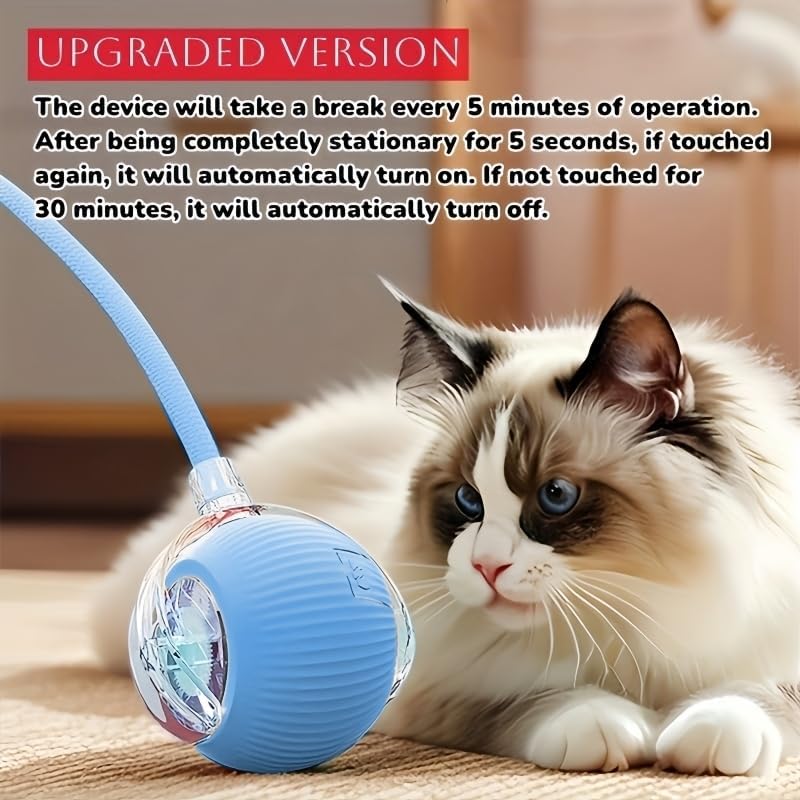 Nicoybore pet electric toy ball, USB charging intelligent automatic, provides entertainment for cats and dogs, the glowing ball attracts pets, stimulates chasing and hunting games (2, blue+yellow)