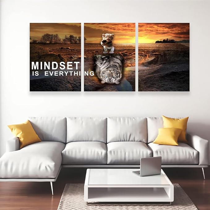3 Pieces Inspirational Wall Art Motivational Quotes Wall Decor Office Painting Picture Poster Print Artwork Motivational Canvas Wall Art Framed for Living Room Bedroom(48" W x 24''H)