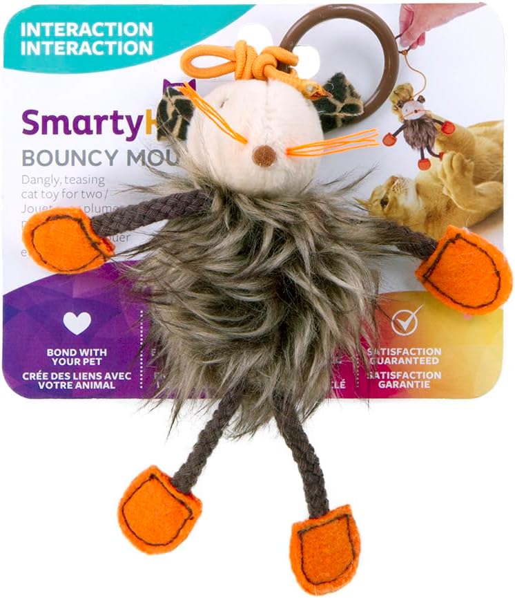 SmartyKat (3 Count) Bouncy Mouse Bungee Dangler Plush Cat Toys - Multi Color, 3 Count
