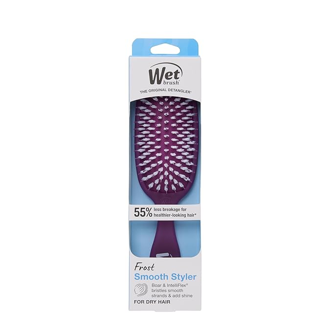 Wet Brush Smooth Styler Hair Brush, Purple Frost, Exclusive Ultra-soft IntelliFlex Bristles, Synthetic Boar Bristles, Shiny And Smooth, For All Hair Types, For Women, Men, Wet And Dry (Pack of 2)