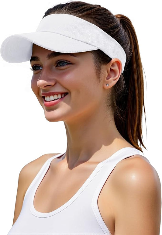 American Trends Sun Visor Hat for Women, Lightweight Quick-Dry Sport Visor | Adjustable fit, Ideal for Golf Tennis & Outdoor Sports, Sweat-Wicking Fabric, Ponytail-Friendly, Wide Brim for Sun Protection