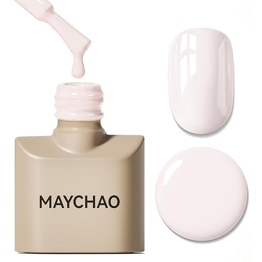 MAYCHAO 15ML White Wedding Gel Nail Polish 1Pc Creamy Gel Polish Soak Off UV LED Nail Polish Nail Art Starter Manicure Salon DIY at Home, 0.5 OZ