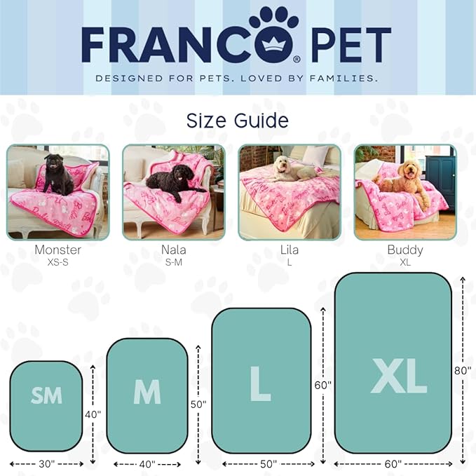 Barbie Waterproof Dog Bed Cover, Large 30x40 Pet Blanket for Furniture Bed Couch Sofa, (Officially Licensed) by Franco