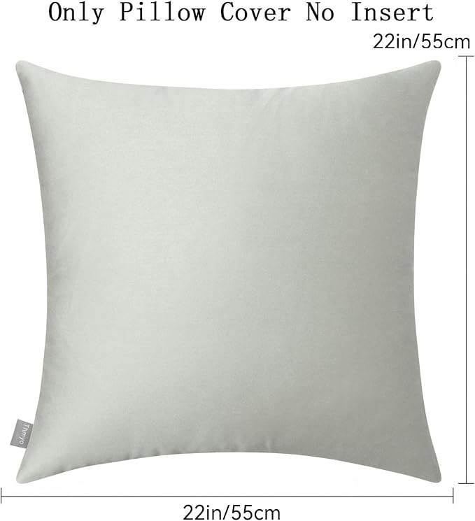 Thmyo 4-Pack 100% Cotton Comfortable Solid Decorative Throw Pillow Case Square Cushion Cover Pillowcase Sublimation Blank Pillow Covers DIY Throw Pillowcase for Sofa Bedroom(22x22 inch/ 55x55cm,Grey)