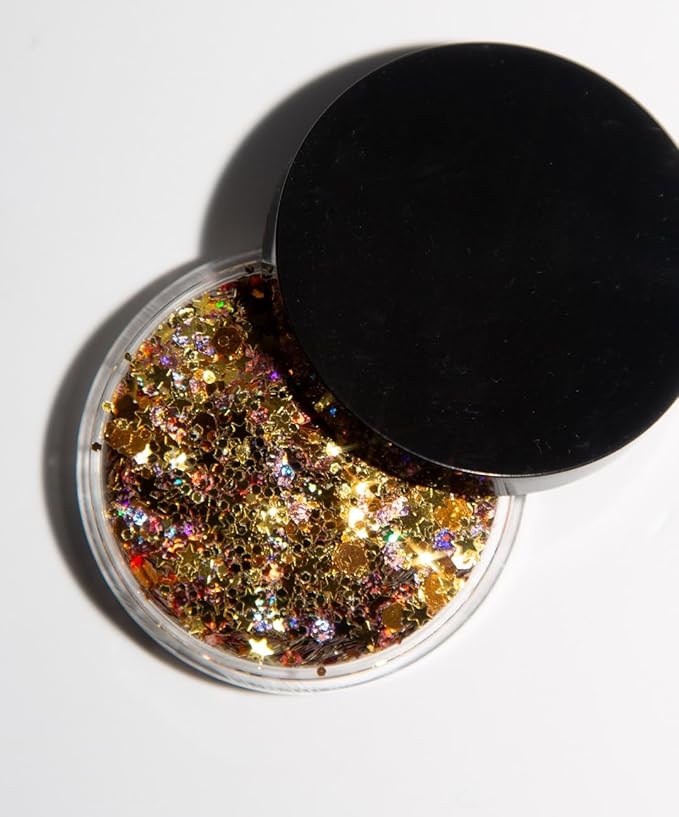 KARIZMA Rose Gold Glitter. 10g Chunky Face Hair Eye and Body Sparkles for Women. Rave Festival Accessories, Cosmetic Makeup. Loose Glitz Set