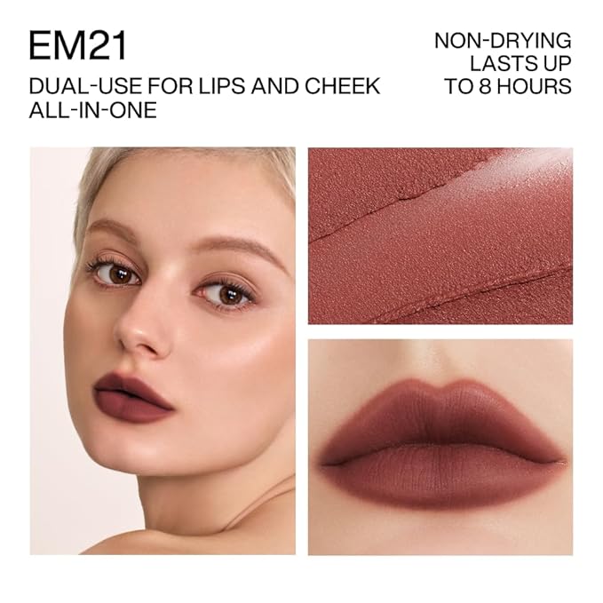 INTO YOU Matte Lipstick for Women, Matte Red Lipstick Long Lasting, Multi-Purpose for Lips and Cheek, Non-Stick Cup Not Fade Lip Stain Makeup Cosmetics Official Directly (EM21)