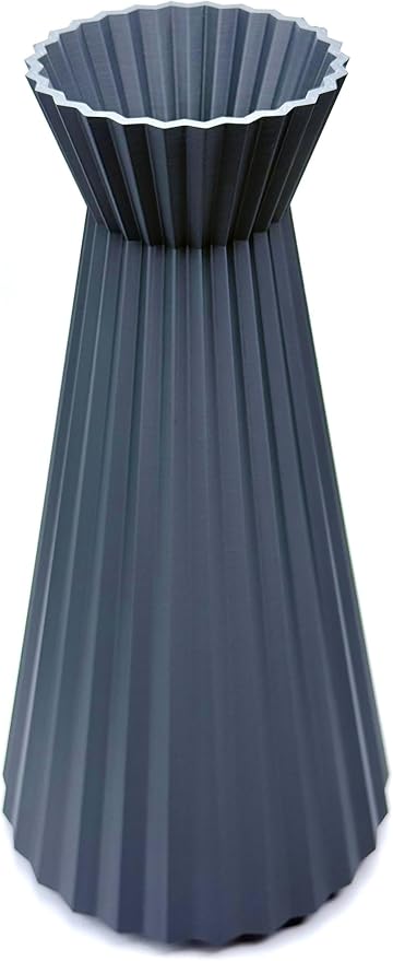 Modern Geometric Decorative Vase, 10" Tall Matte Blue Gray Vase for Pampas Grass, Minimalist Contemporary Home Decor for Living Room, Dining Table, Shelf, Coffee Table & Office.