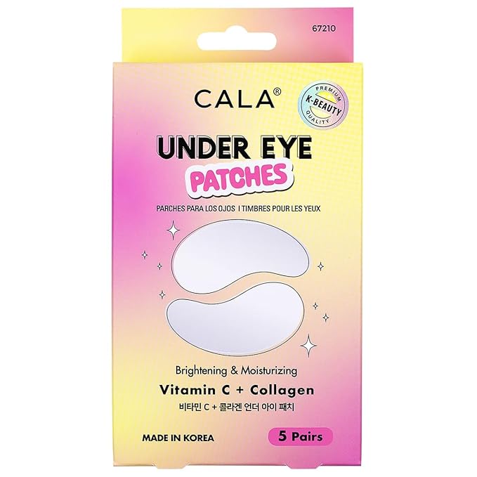 CALA Vitamin C + Collagen Under Eye Patches, Brightening Eye Masks to Depuff & Hydrate, Helps Reduce Look of Dark Circles & Fine Lines, 5 Pairs, 10–15 Min