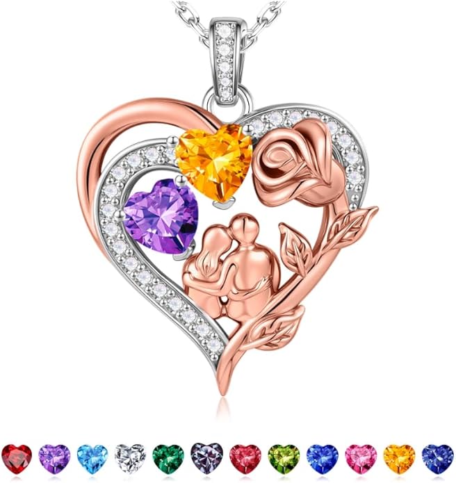 Iefil Valentines Day Gifts for Her - 925 Sterling Silver Birthstone Necklace for Women, Anniversary Birthday Gifts for Wife Girlfriend Mom