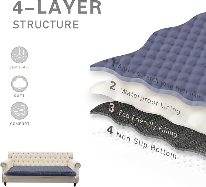 Dogs/Cats Bed Mats, Dog Pad Washable Removable Couch Cover with Anti-Slip Back, Plush Long Fur Mat, Perfect for Small, Medium and Large Dogs.(Noble Gray-Bubble, 30"x70")