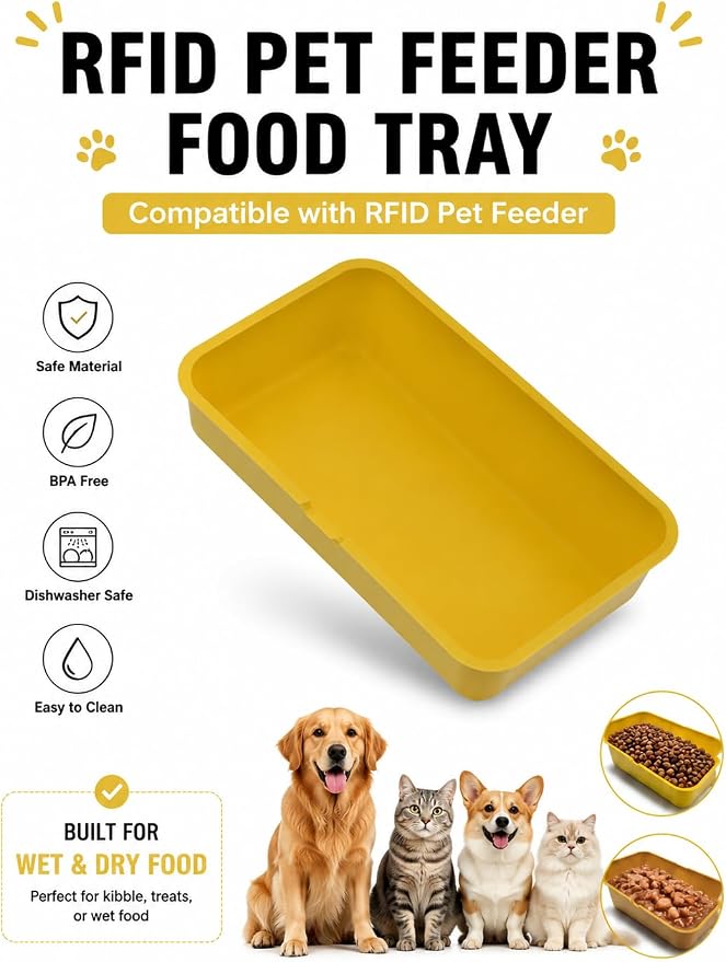 Angled Pet Feeding Bowl – Ergonomic Easy‑Access Bowl for Automatic RFID Pet Feeders to Reduce Food Waste & Help Cats/Dogs Reach Every Bite