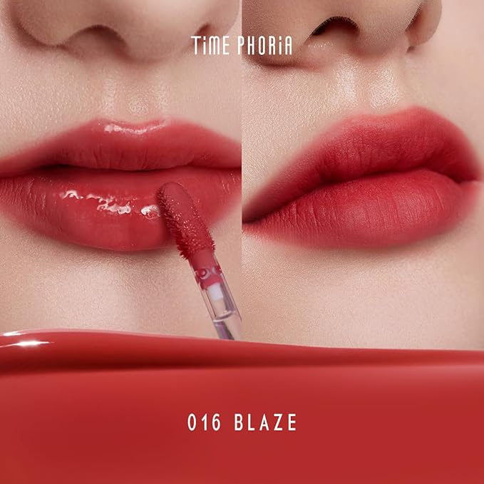 ALTERA BLURRING LIP TINT - Shine Lip Gloss to Soft Blurry Lip Matte Finish, Long-Lasting Lip Stain, Smooth and Blur lip lines, Watery-Velvet Feel, Hydrating & Non-Sticky (016 BLAZE)