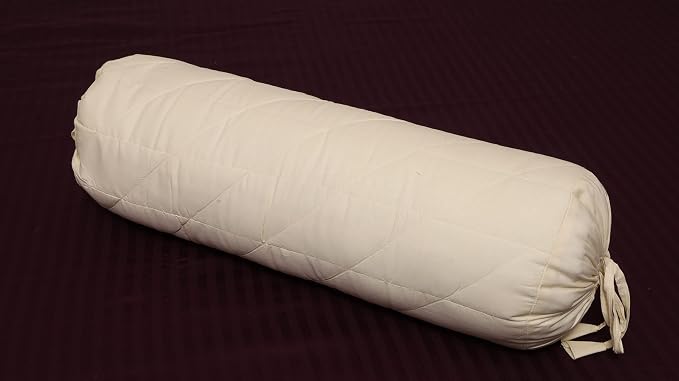Saffron HANDICRAFTS Bolster Pillow Cover ,Cotton with Draw String Closure Easy to Removable n Washable 8" Diameter c 24 " Long (20 cm x 60 cm) (Ivory)