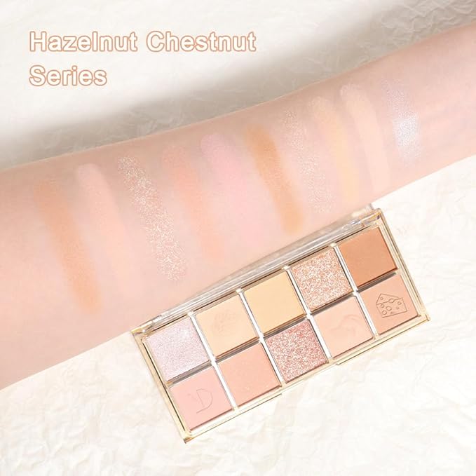 10Colors Nude Pink Rose Gold Colorful Eyeshadow Palette Makeup,Natural Neutral Eye Shadow,Naturing-Looking Long Lasting Waterproof Blendable Hypoallergenic Suitable for Beginners