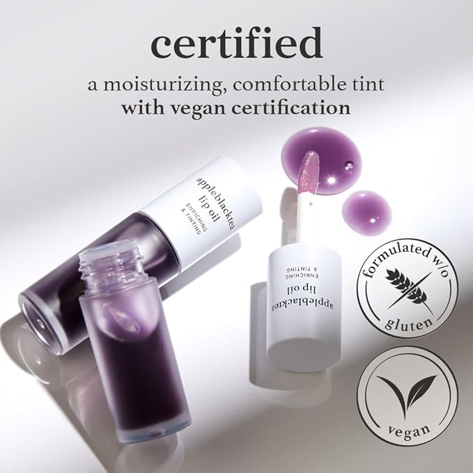 NOONI Korean Lip Oil - Appleblacktea | Long-Lasting, Moisturizing, Plumping, Revitalizing for Dry Lips, Waterproof, No Peel Off, Hydrating, Nourishing Crystal Clear, Stocking Stuffers, 0.12 FL Oz