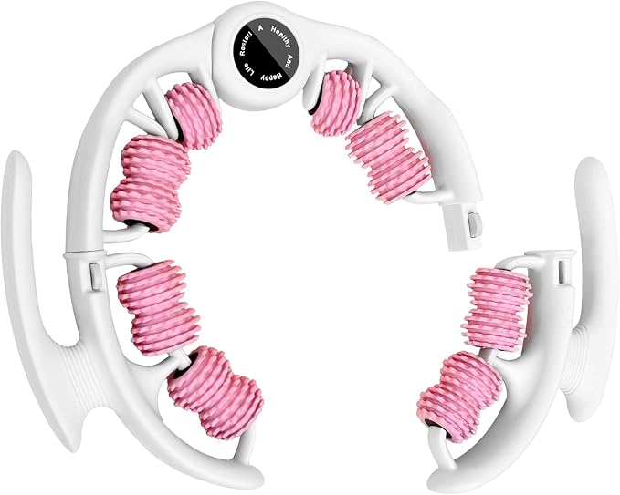 Cellulite Massage Roller for Legs, Anti Cellulite Massage Tool with Detachable Handle, Cellulite Remover for Legs, Lymphatic Drainage & Deep Tissue Pain Relief (Pink)