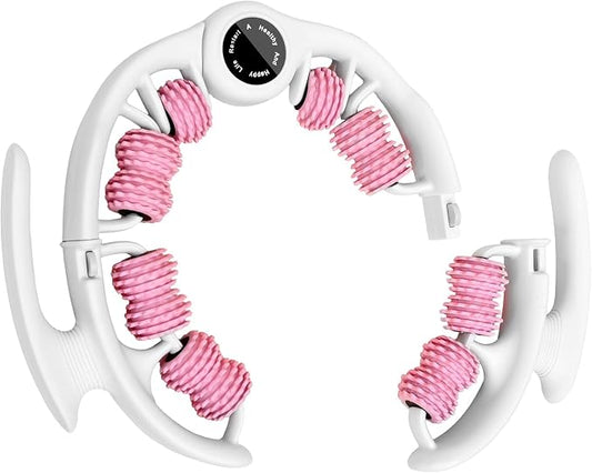 Cellulite Massage Roller for Legs, Anti Cellulite Massage Tool with Detachable Handle, Cellulite Remover for Legs, Lymphatic Drainage & Deep Tissue Pain Relief (Pink)