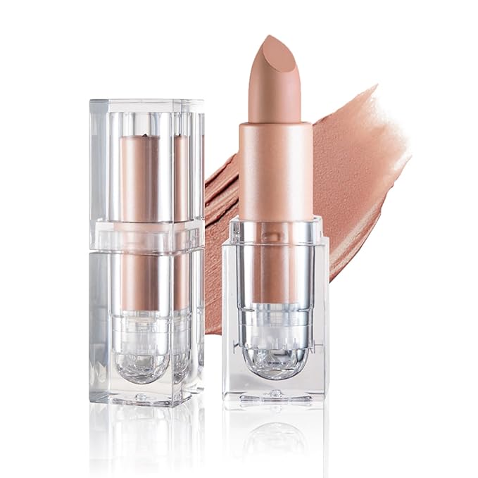 Matte Nude Lipstick Velvet Lip Gloss Non-Fading Non-Sticky Cup Nude Lipstick Matte Lip Stain Long Lasting Waterproof Lipstick for Women Girls Daily Lip Makeup - White Peach