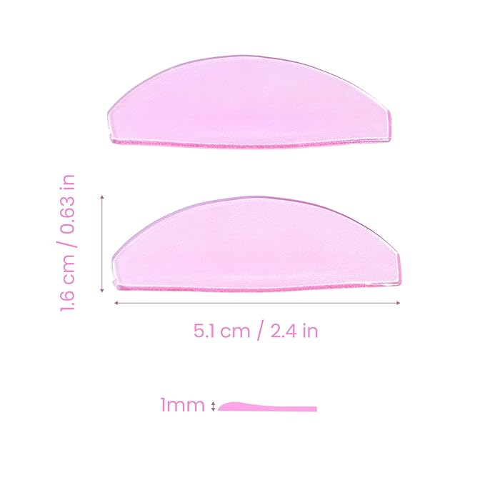 Libeauty 1mm Ultra Thin Flat Lash Lift Shields, Korean Lash Lift Pads for Step 1 Softening Only, Self Adhesive Glueless Silicone Lash Rods with Storage Case, Professional & DIY Supplies, Pink
