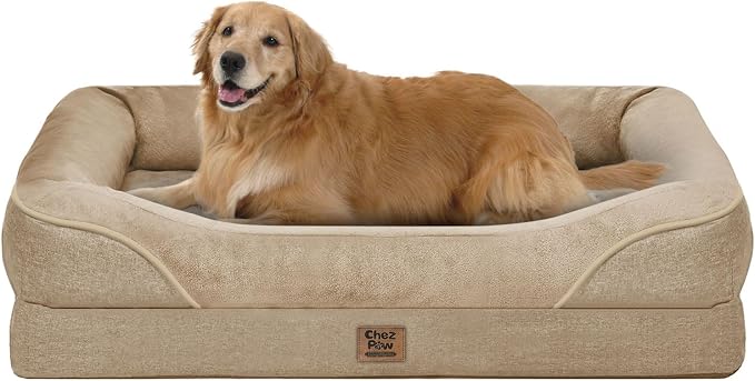 Waterproof Orthopedic XL Dog Bed for Large and Extra Large Dogs | Egg Crate Foam, 4-Sided Bolster Support, Waterproof Liner, Non-Slip Bottom, Machine Washable Cover, 42 x 30 Inch