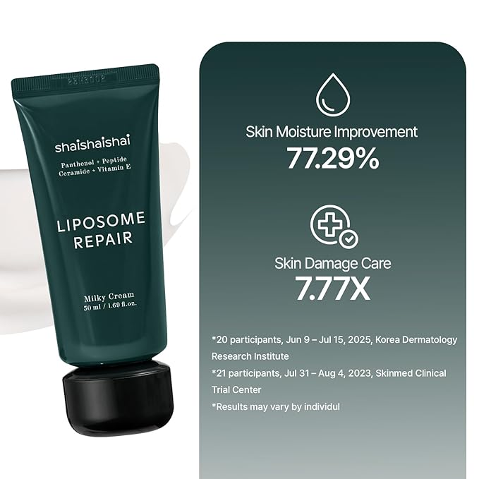 shaishaishai LIPOSOME REPAIR MILKY Cream, Hydrating Lightweight Barrier, Collagen Boost, Ultra-Soothing Moisture, Non-greasy, Fragrance-Free, Korean Skincare, 1.69 fl oz