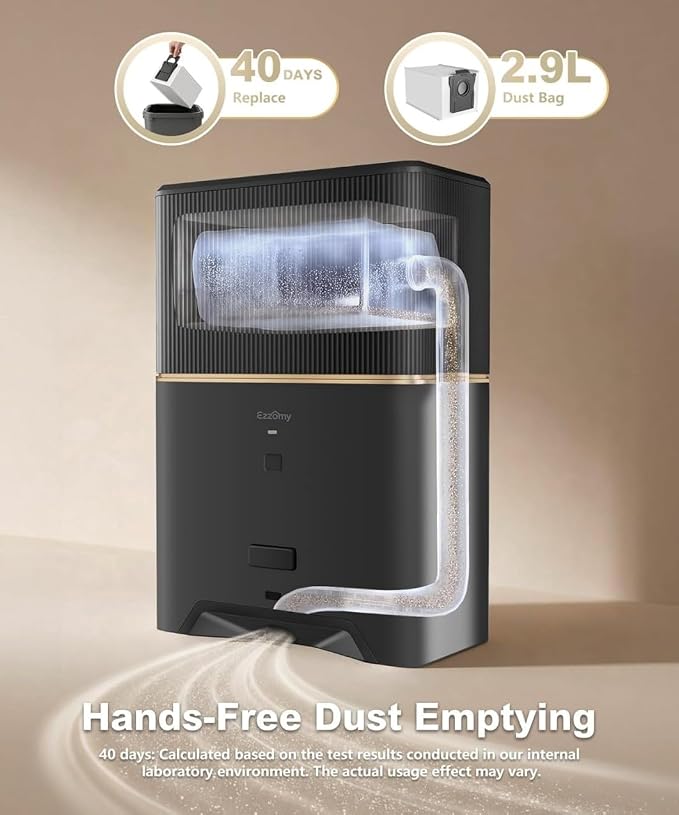 Touchless Vacuum Dustpan, 26kPa Suction, Bagged, Auto/Manual Mode | with 5 Replaceable Dust Bags, Up to 3-Months of Hands-free Cleaning, Ideal for Pet Hair, Kitchen, and Salon, Black
