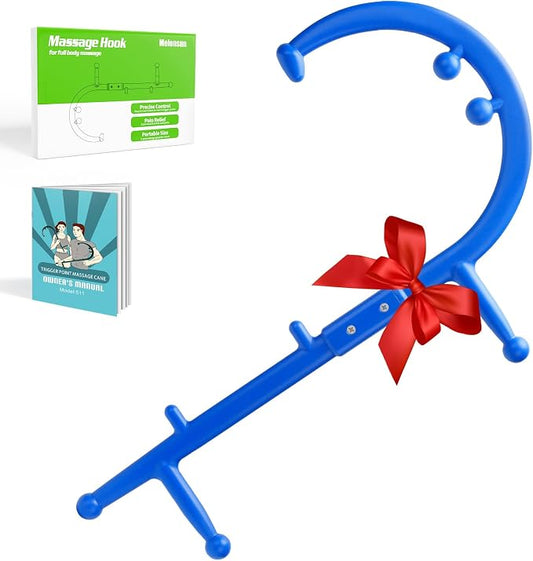 Trigger Point Massage Cane, Deep Tissue Full Body Back Neck Shoulder Self Massage Tool for Muscle Knots, Ergonomic Therapy Cane for Hard-to-Reach Areas, Lightweight Portable, FSA-HSA-Eligible, Blue