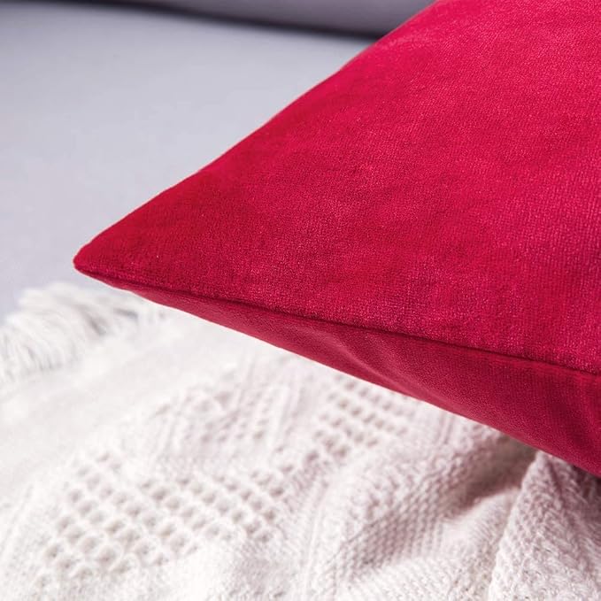 MIULEE Velvet Throw Pillow Covers 16x16 Inch Pack of 2 Red | Soft Solid Small Decorative Pillow Covers, Modern Luxury Home Decor, for Couch Chair Sofa Bedroom Livingroom Car