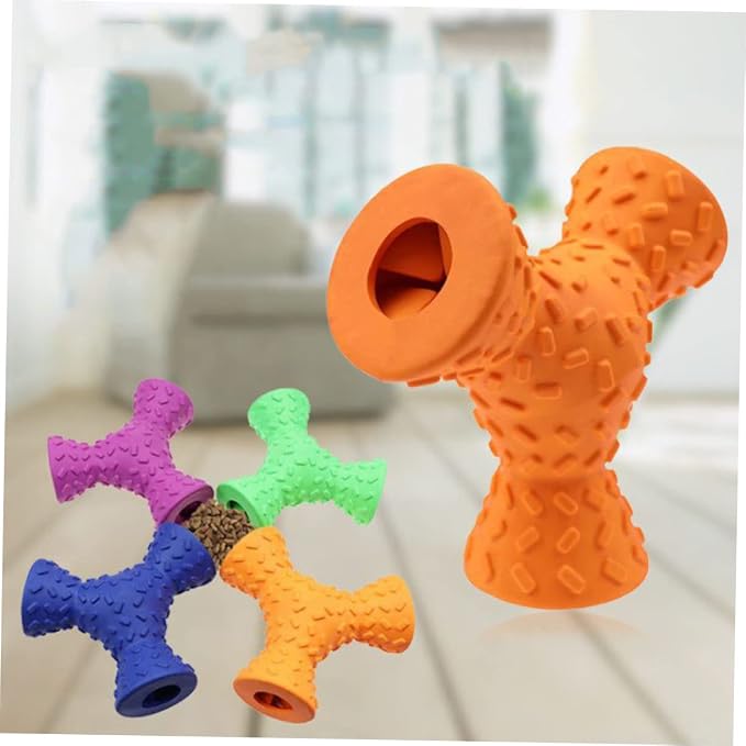FOMIYES 3 Hole Dog Chew Toy for Tooth Cleaning, Rubber, Green