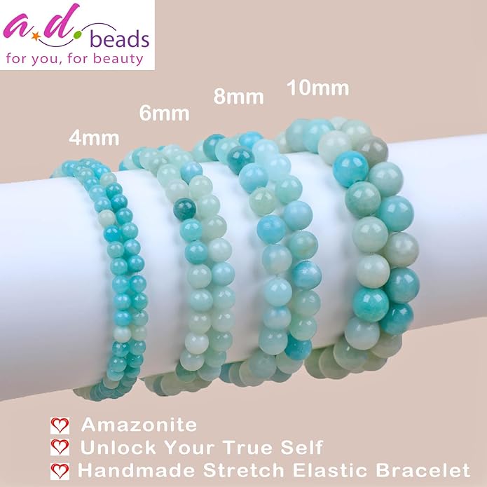AD Beads Handmade Gemstone Stretch Elastic Bracelet Crystal Healing Reiki Nature's Beauty and Spiritual Essence Unisex