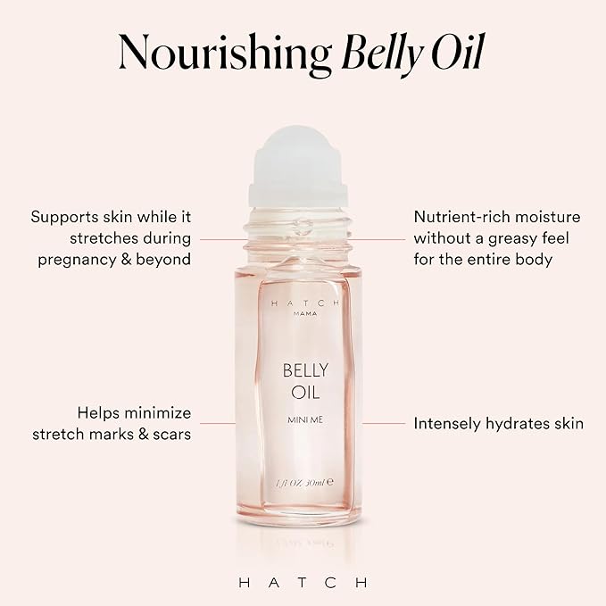 HATCH Belly Oil, Pregnancy & Postpartum Skincare for Stretch Marks, Quick-Drying for Full Body & Soothes Irritation, Plus Vegan, Clean & Plant-Based, 1 Fl Oz