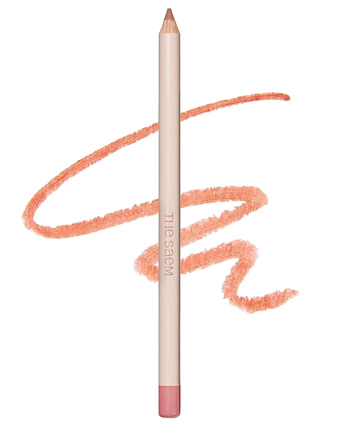 THESAEM Cover Perfection Lip Pencil - 03 Peach Coral - Slim 4mm Lip Liner for Overlip Correction - Korean Makeup Lip Contouring Pencil Easy Blending Formula, 0.04oz