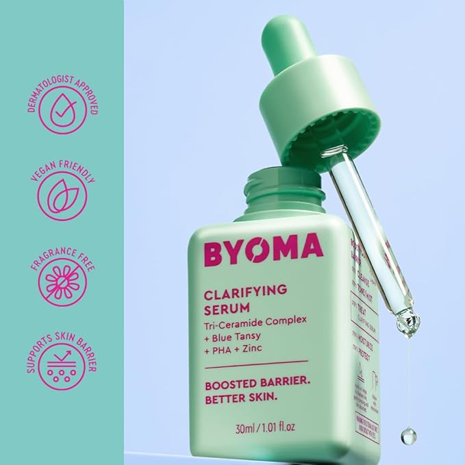 BYOMA Clarifying Serum - Barrier Repair Serum - Clarifying Facial Serum for Acne Prone Skin - Calming Face Serum with Ceramides, Blue Tansy, PHA & Zinc - Balanced & Healthy Skin - 1.01 fl. oz