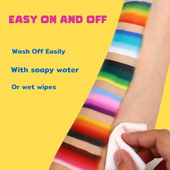 Bowitzki 10g Split Cake Face Paint Professional For Adults One Stroke Split Cake Non Toxic Rainbow Flora Dolphin Unicorn Flame Body Paint Makeup (Red&White&Blue)