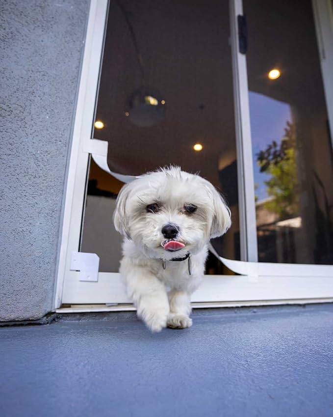 Custom Sliding Door Pet Door Screen Kit | For Existing Patio Screen Doors | Pet-Friendly Entrance for Dogs & Cats | Kit Only, Does Not Include Screen | Plus Extra White Tape, Magnetic Closures