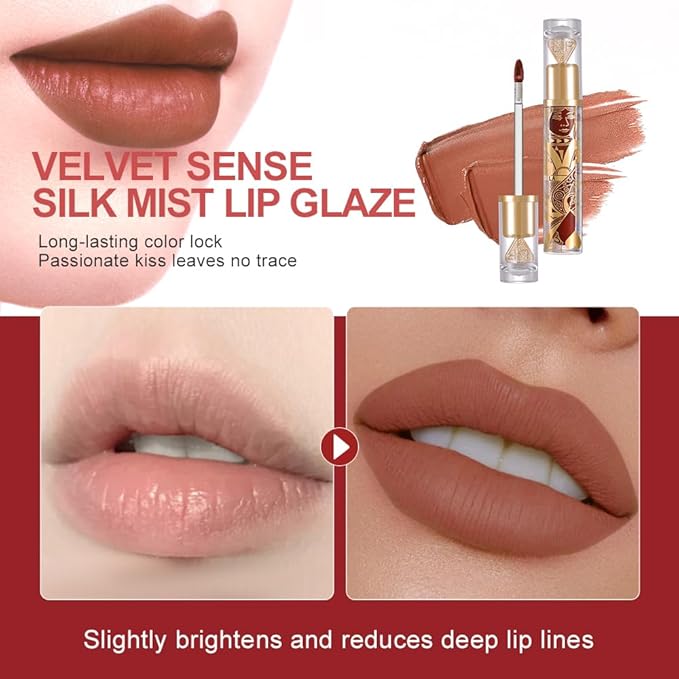 Velvet Matte Lip Stain – Long Lasting Waterproof Liquid Lipstick, Transfer-Proof Lightweight Lip Gloss, Non-Sticky Soft Matte Lip Tint with High Pigment, Smudge-Proof Lip Stain for All-Day Wear #88A