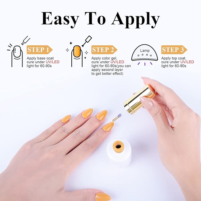 Imtiti Gel Nail Polish, 1 Pcs 0.5 Fl Oz Orange Yellow Gel Polish Soak Off LED U V Nail Gel Polish Neutral Gel Nail Polish DIY Nail Art Starter Manicure Salon Gel Nail Kit for Women Girls