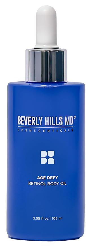 Beverly Hills MD Age Defy Retinol Body Oil- Reduce Wrinkles, Lift, Firm & Tighten Skin w/Marula- Hydrate Crepey Skin & Support Collagen- Anti-Aging for Sagging Skin- Chest, Neck, Arms, Hands, Thighs